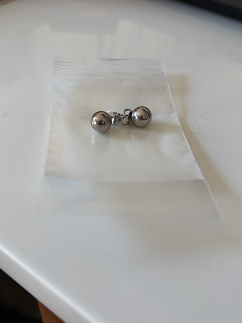 Classic 14 k white gold Ball Stud Earrings